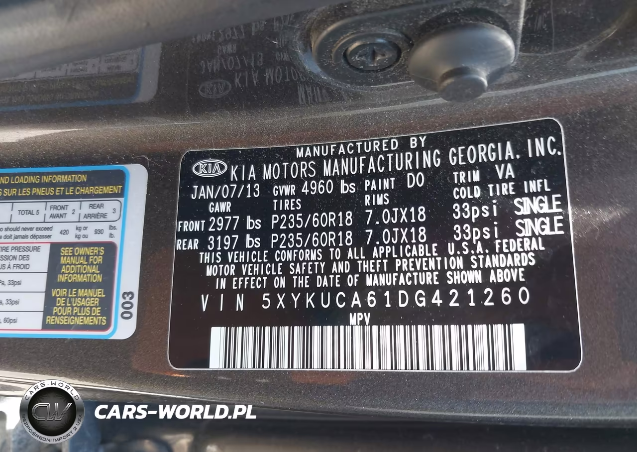 2013 Kia Sorento Ex VIN:5XYKUCA61DG421260 - 9