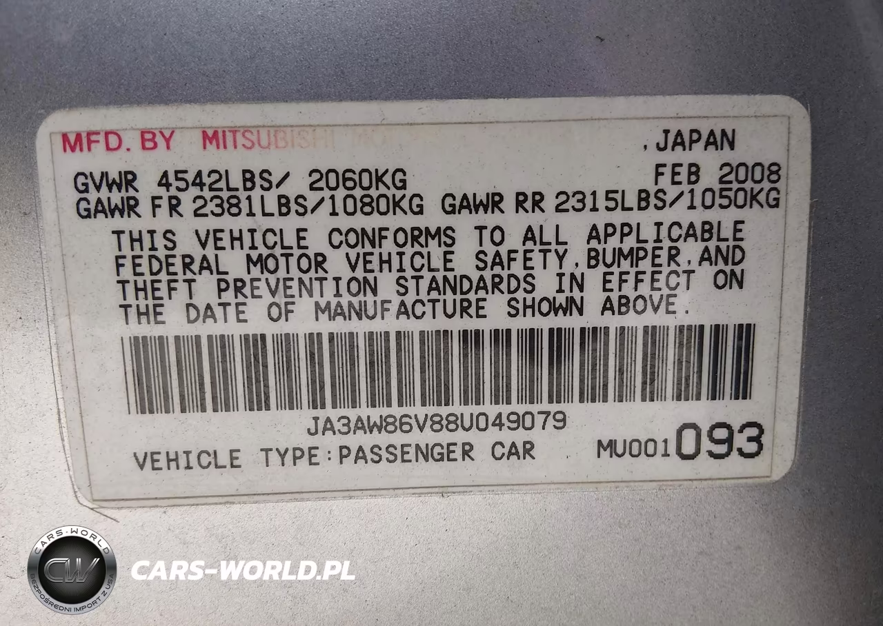 2008 Mitsubishi Lancer Evolution Gsr VIN:JA3AW86V88U049079 - 9