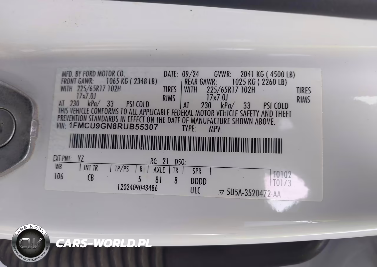 2024 Ford Escape Active VIN:1FMCU9GN8RUB55307 - 9