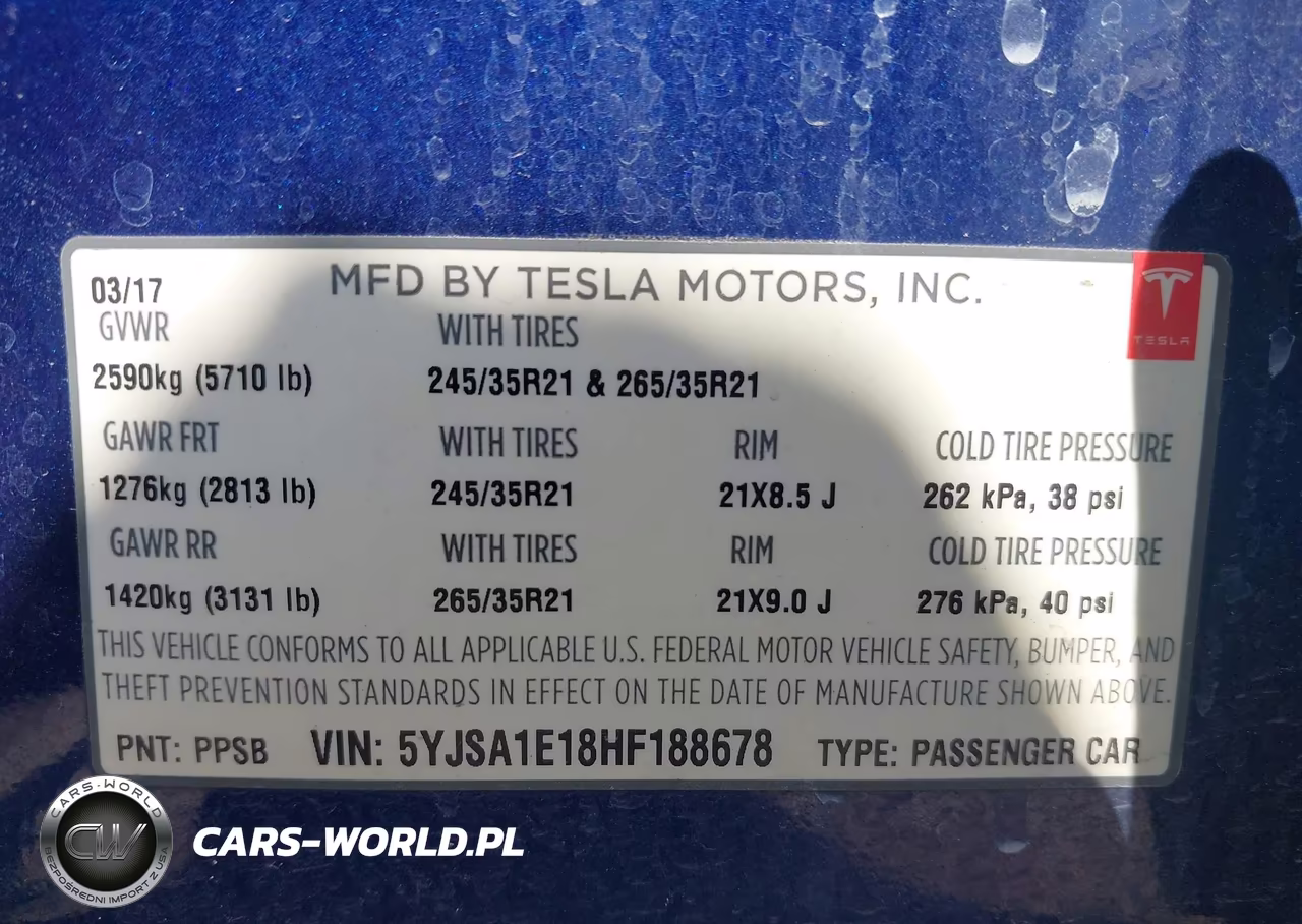 2017 Tesla Model S 60-75 VIN:5YJSA1E18HF188678 - 9