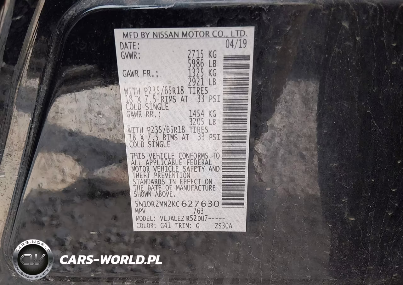 2019 Nissan Pathfinder Sv VIN:5N1DR2MN2KC627630 - 9