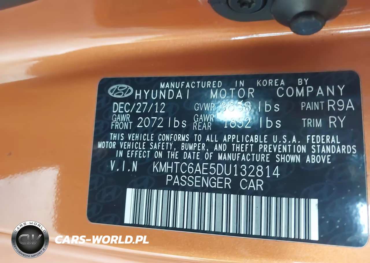 2013 Hyundai Veloster Turbo W-Black VIN:KMHTC6AE5DU132814 - 9