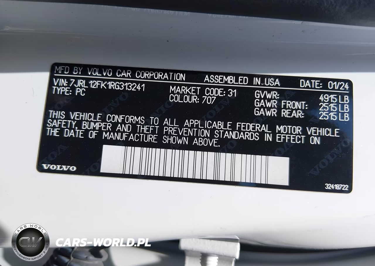 2024 Volvo S60 B5 Core Dark Theme VIN:7JRL12FK1RG313241 - 9