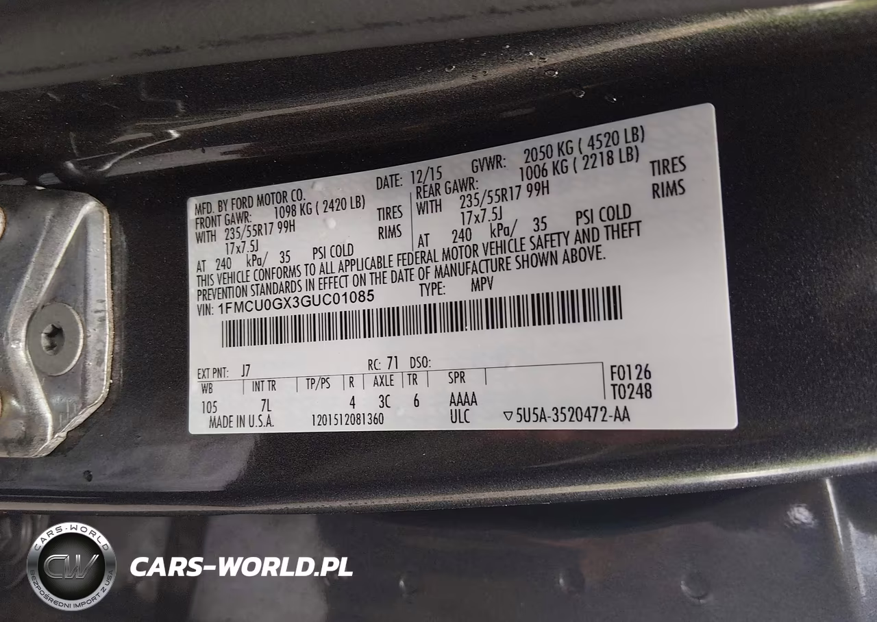 2016 Ford Escape Se VIN:1FMCU0GX3GUC01085 - 9