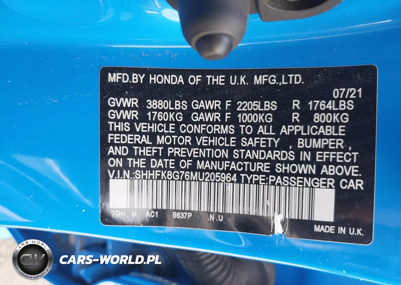 2021 Honda Civic Type R Touring VIN:SHHFK8G76MU205964 - 9