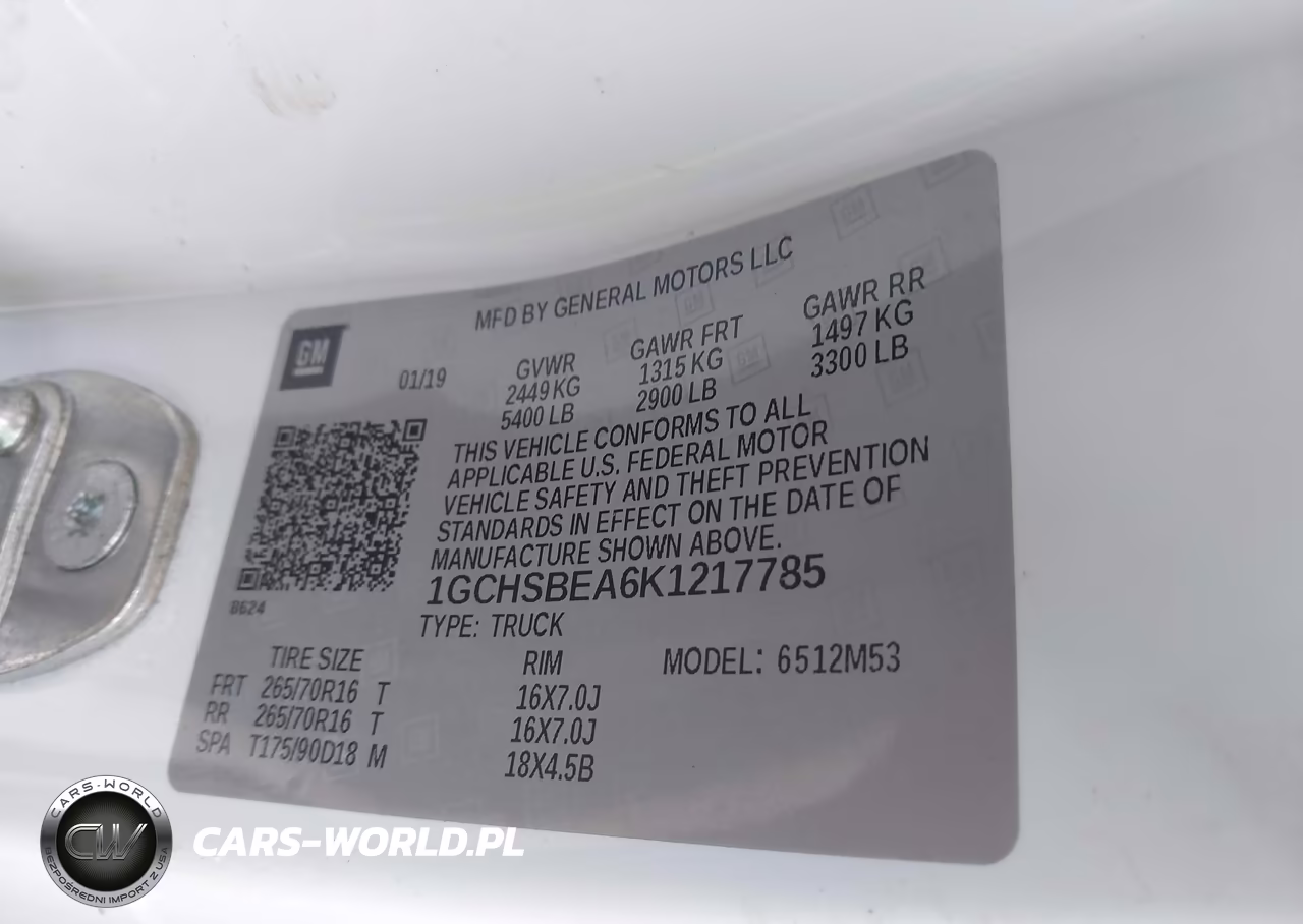 2019 Chevrolet Colorado Wt VIN:1GCHSBEA6K1217785 - 9