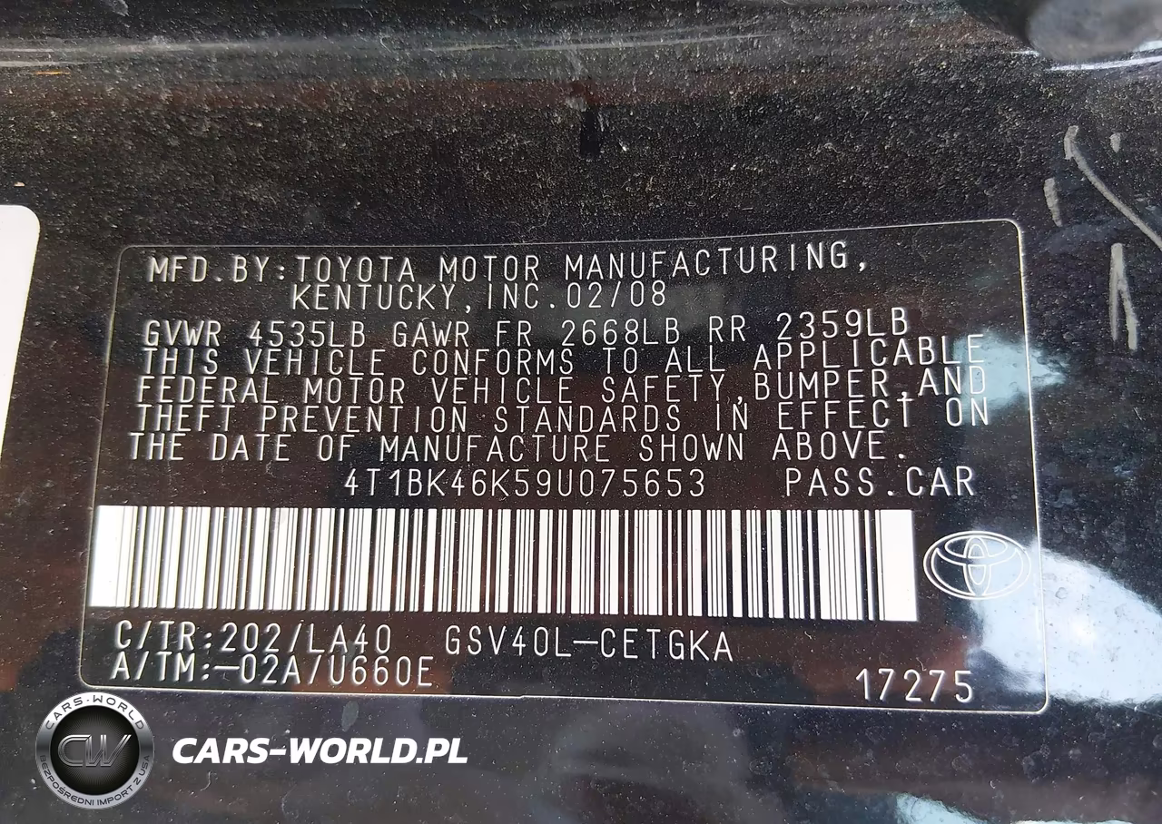 2009 Toyota Camry Xle V6 VIN:4T1BK46K59U075653 - 9
