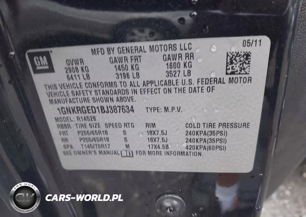 2011 Chevrolet Traverse Lt W-1Lt VIN:1GNKRGED1BJ387634 - 9