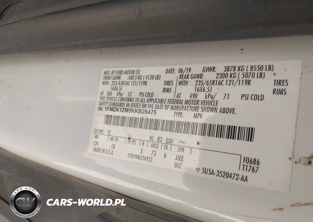 2019 Ford Transit-150 Xl-Xlt VIN:1FMZK1ZM5KKB28475 - 9