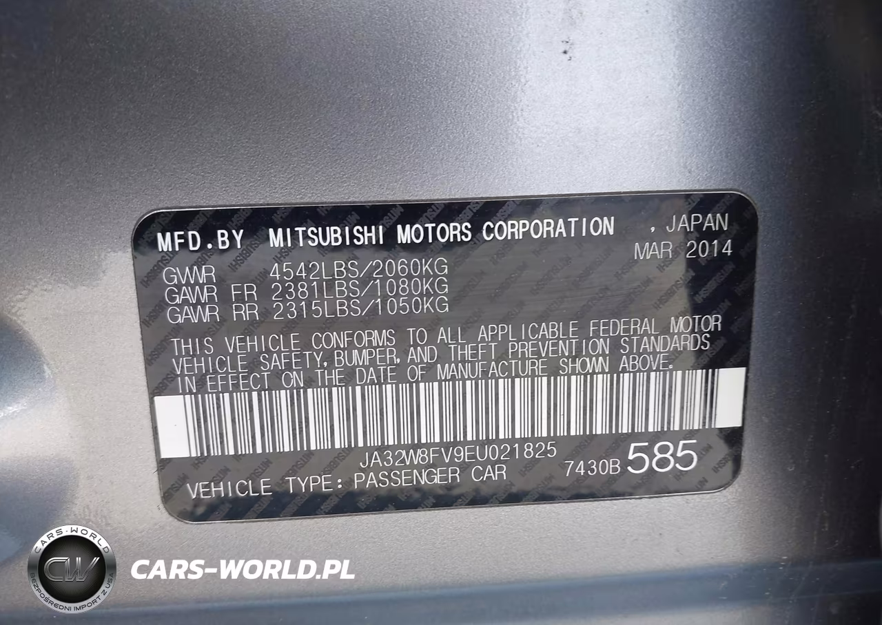 2014 Mitsubishi Lancer Evolution Gsr VIN:JA32W8FV9EU021825 - 9