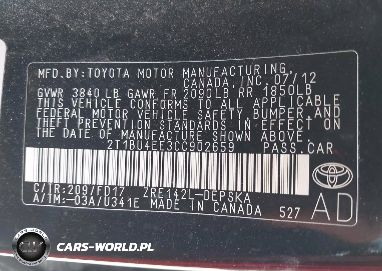 2012 Toyota Corolla S VIN:2T1BU4EE3CC902659 - 9