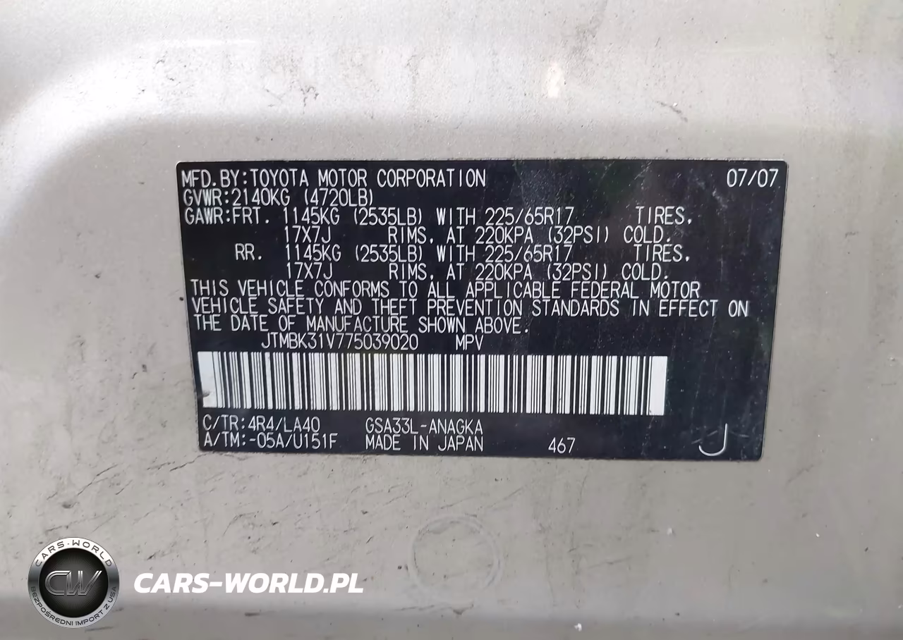 2007 Toyota Rav4 Limited VIN:JTMBK31V775039020 - 9