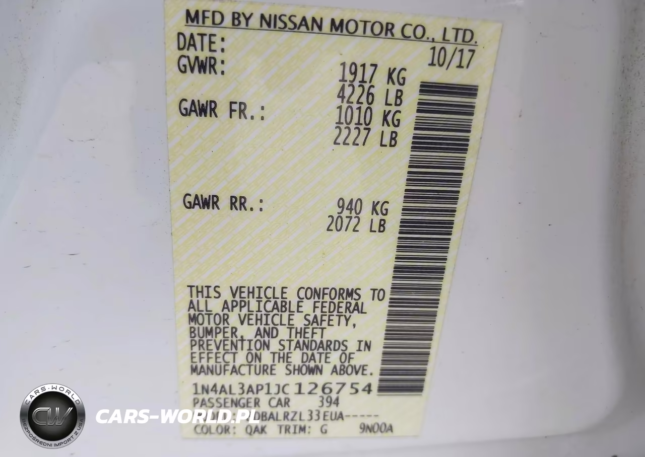 2018 Nissan Altima 2.5 Sl VIN:1N4AL3AP1JC126754 - 9
