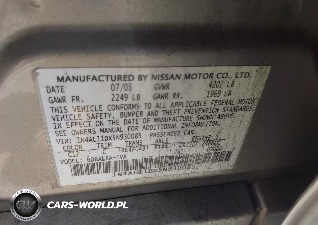 2005 Nissan Altima 2.5 S VIN:1N4AL11DX5N930085 - 9