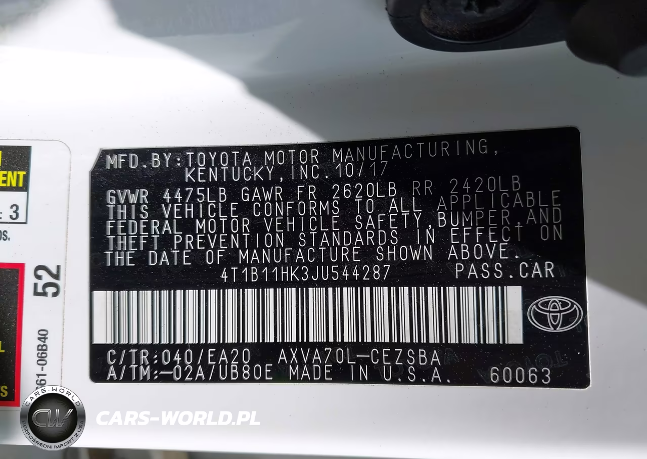 2018 Toyota Camry Se VIN:4T1B11HK3JU544287 - 9