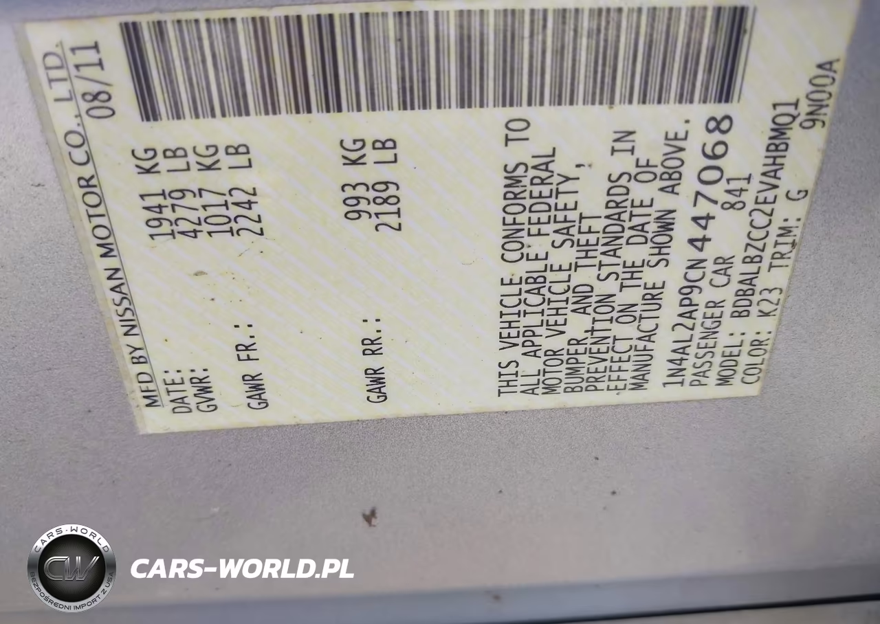 2012 Nissan Altima 2.5 S VIN:1N4AL2AP9CN447068 - 9