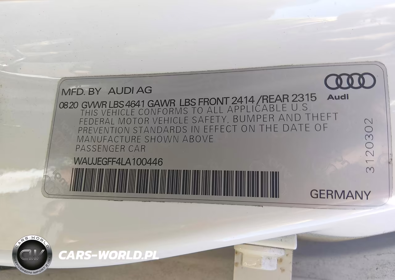 2020 Audi A3 Premium Plus 45 Tfsi S Line Quattro S Tronic VIN:WAUJEGFF4LA100446 - 9