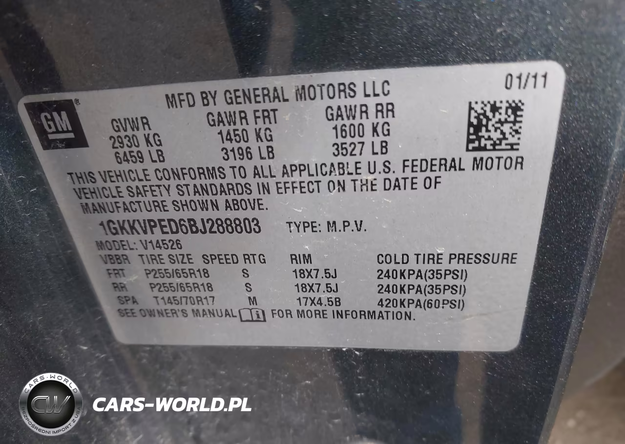 2011 GMC Acadia Sle VIN:1GKKVPED6BJ288803 - 9