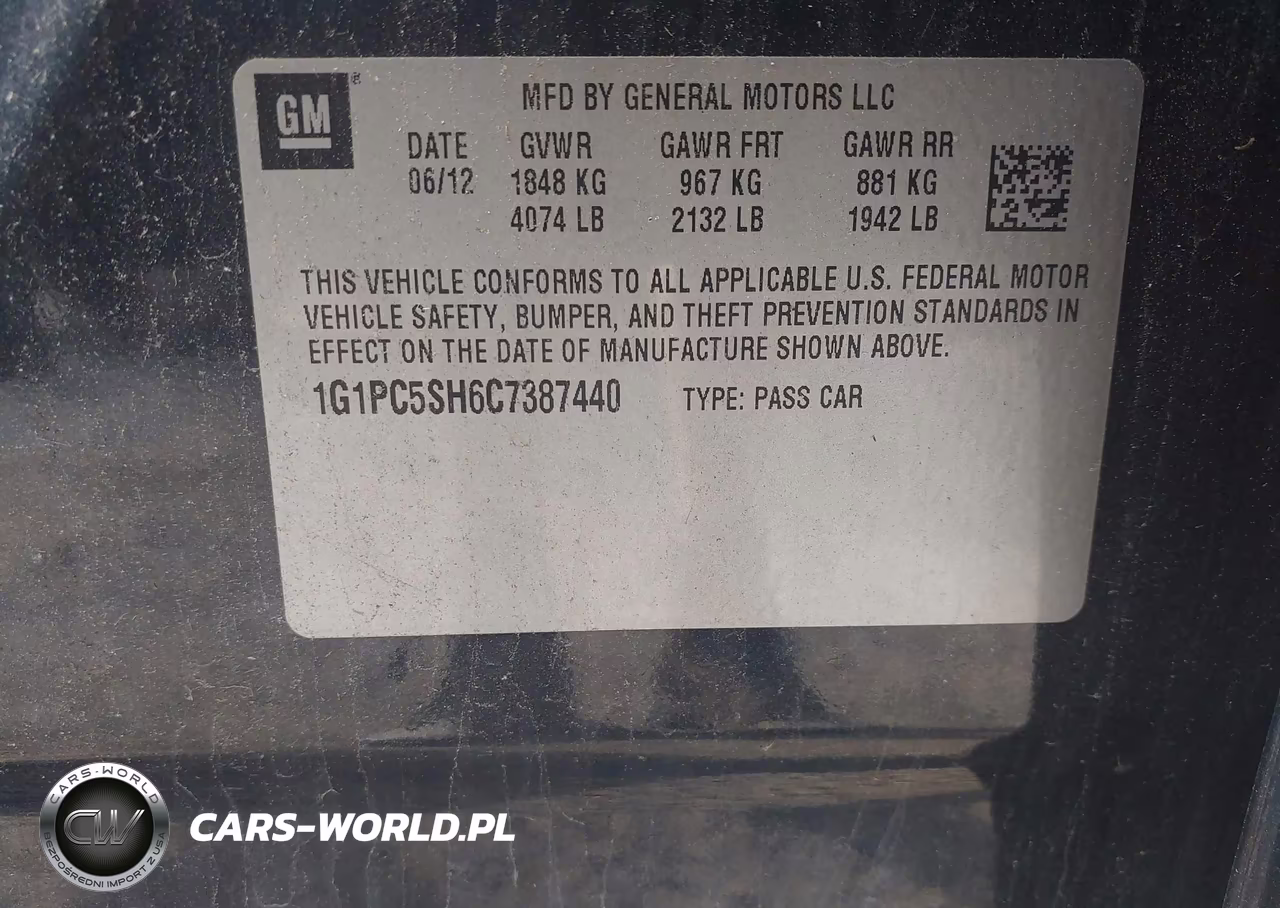 2012 Chevrolet Cruze Ls VIN:1G1PC5SH6C7387440 - 9