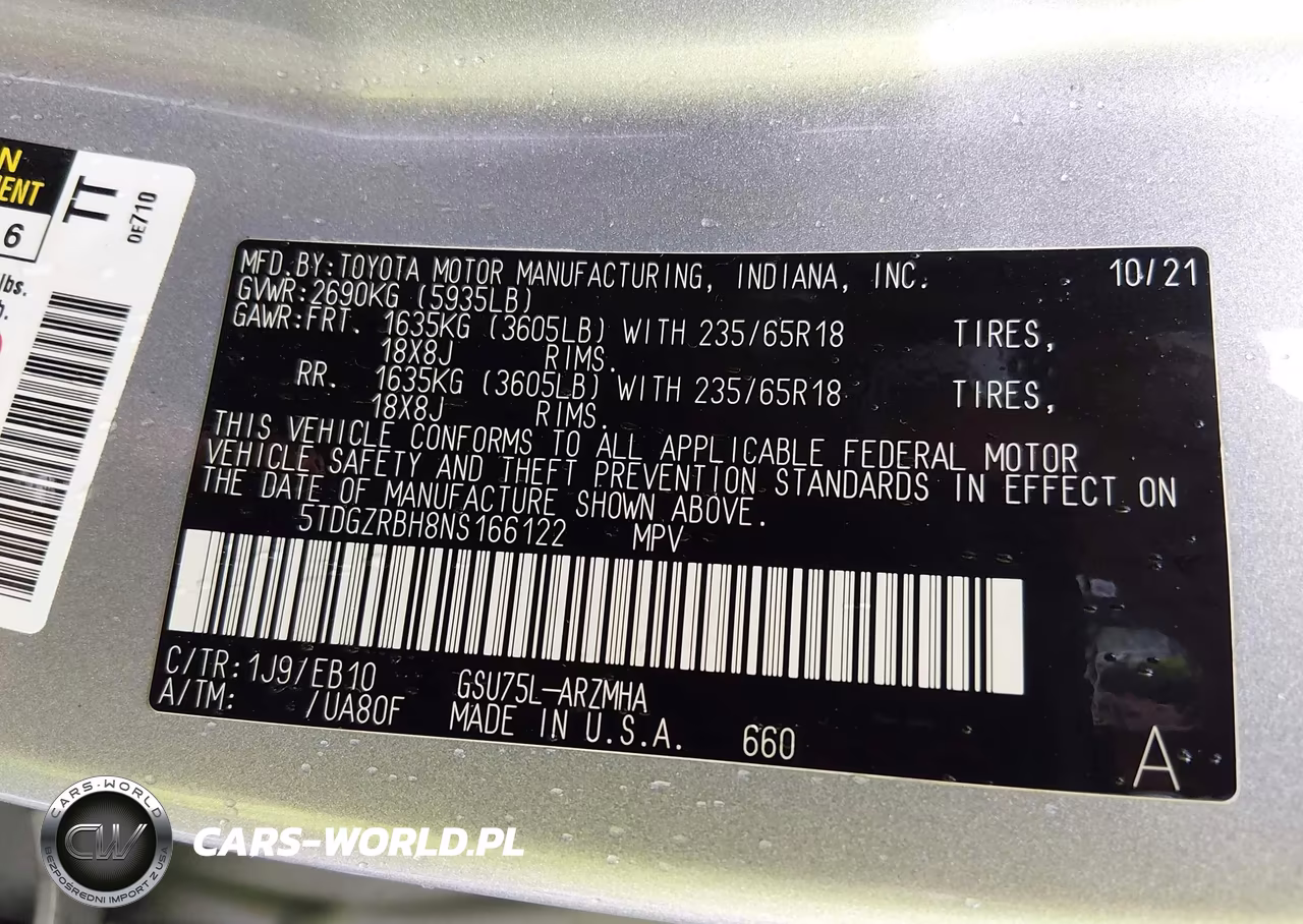 2022 Toyota Highlander Xle VIN:5TDGZRBH8NS166122 - 9