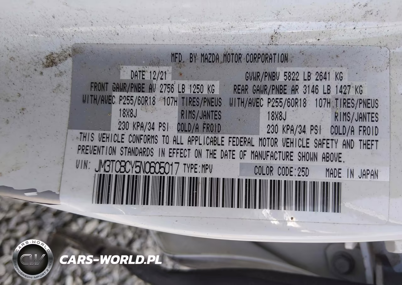 2022 Mazda Cx-9 Touring VIN:JM3TCBCY5N0605017 - 9