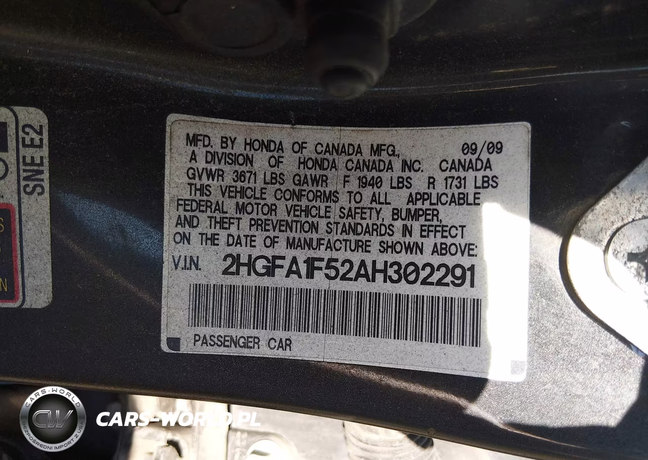 2010 Honda Civic Lx VIN:2HGFA1F52AH302291 - 9