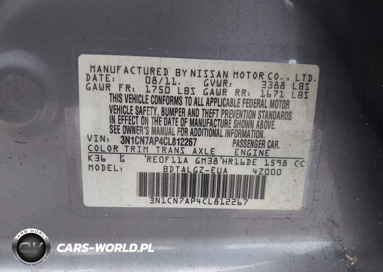 2012 Nissan Versa 1.6 Sl VIN:3N1CN7AP4CL812267 - 9