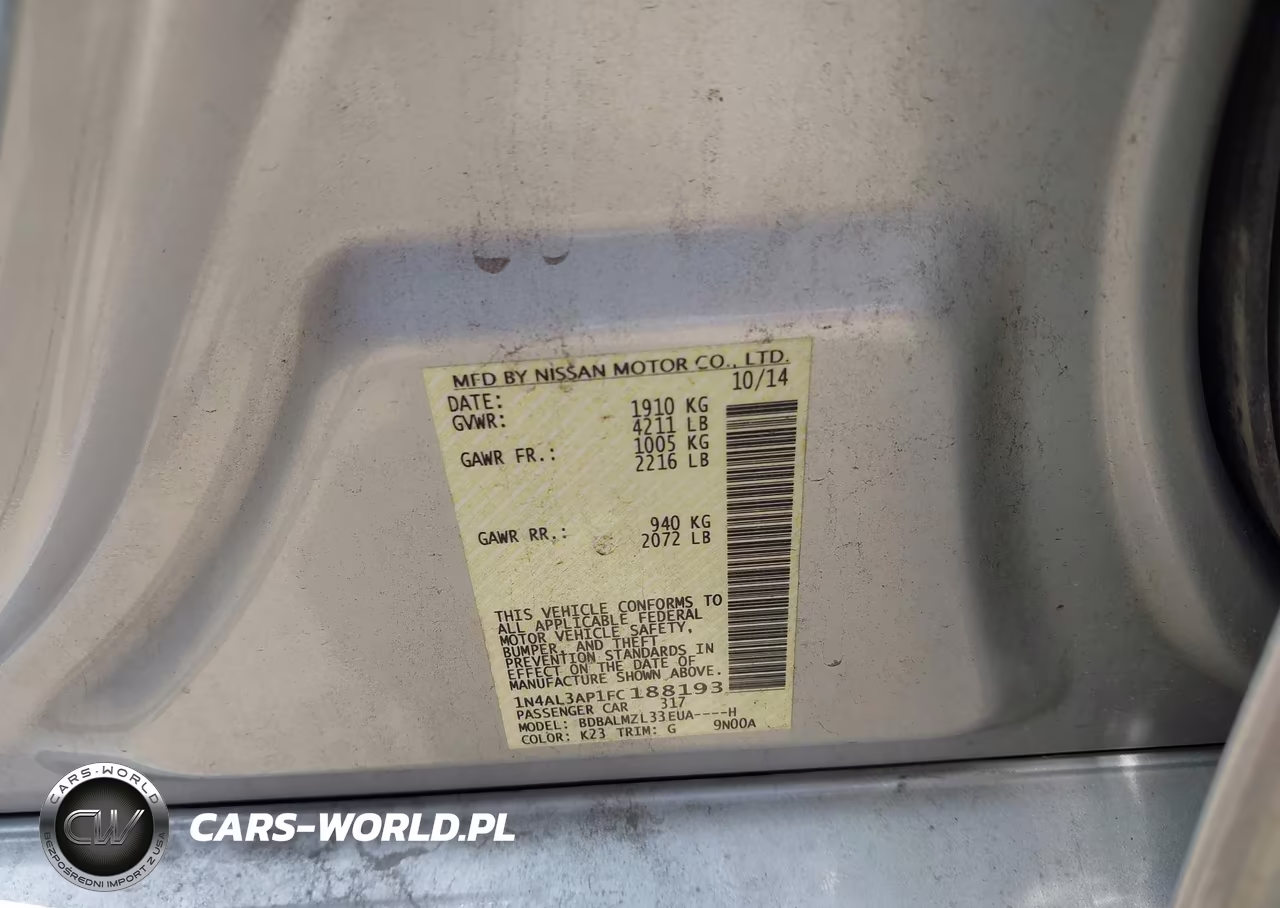 2015 Nissan Altima 2.5 Sv VIN:1N4AL3AP1FC188193 - 9