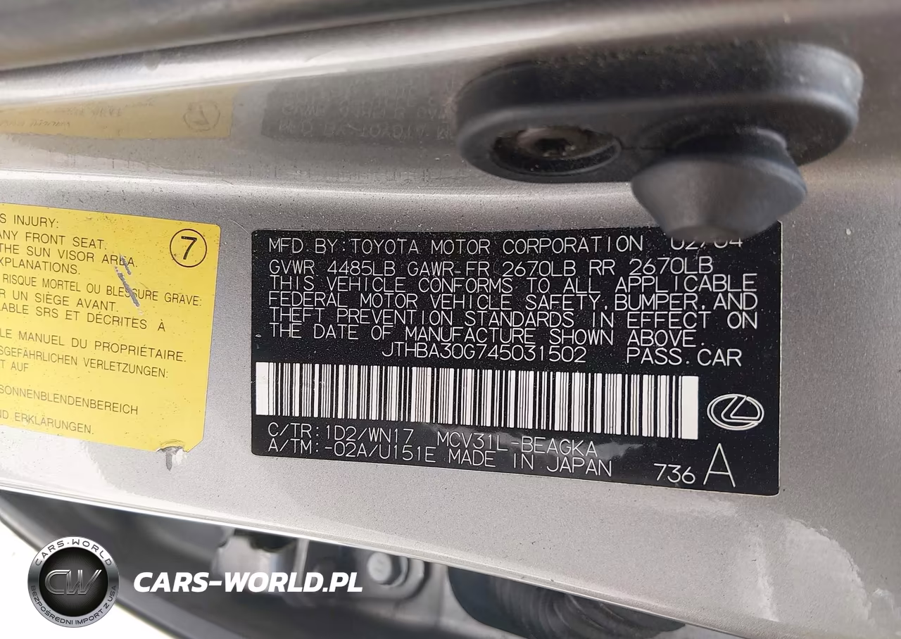 2004 Lexus Es 330 VIN:JTHBA30G745031502 - 9
