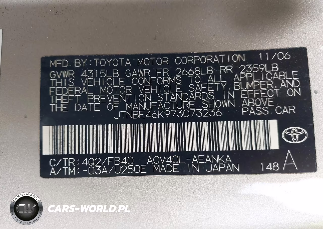 2007 Toyota Camry Le VIN:JTNBE46K973073236 - 9