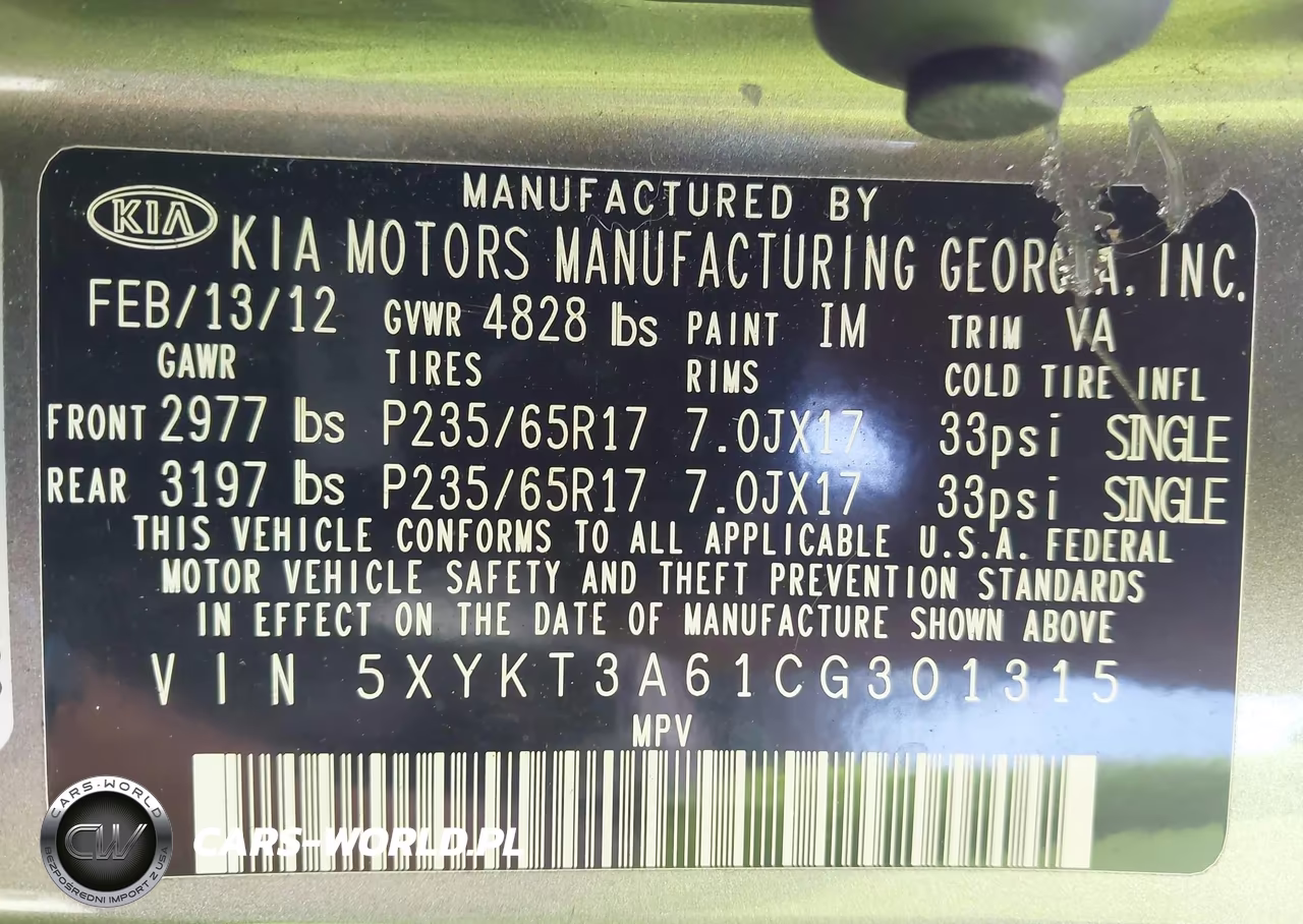 2012 Kia Sorento Lx VIN:5XYKT3A61CG301315 - 9