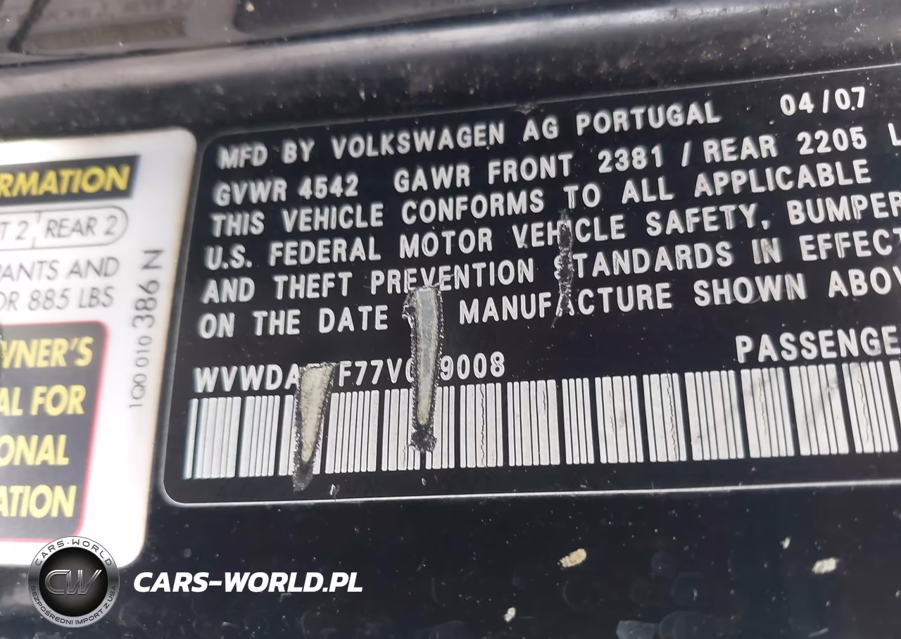 2007 Volkswagen Eos 2.0T VIN:WVWDA71F77V049008 - 9