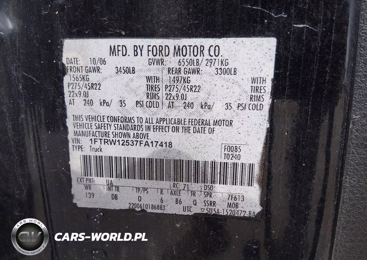 2007 Ford F-150 Lariat VIN:1FTRW12537FA17418 - 9