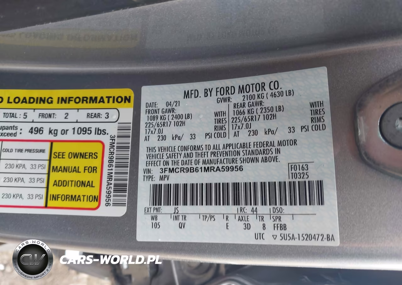 2021 Ford Bronco Sport Big Bend VIN:3FMCR9B61MRA59956 - 9
