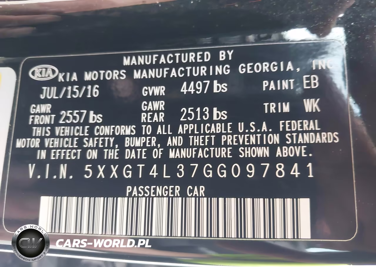 2016 Kia Optima Lx VIN:5XXGT4L37GG097841 - 9