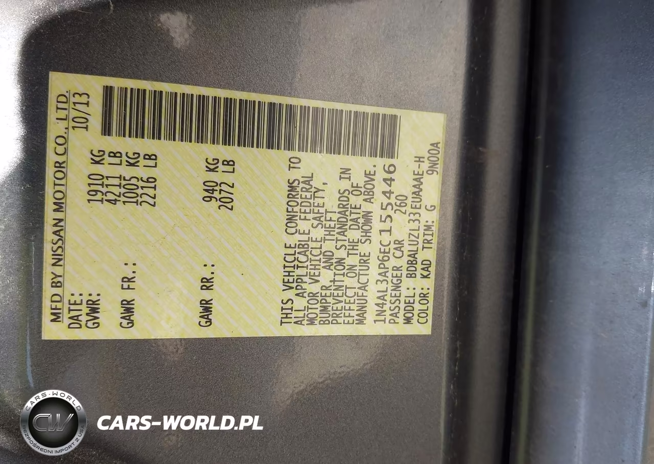 2014 Nissan Altima 2.5 Sv VIN:1N4AL3AP6EC155446 - 9