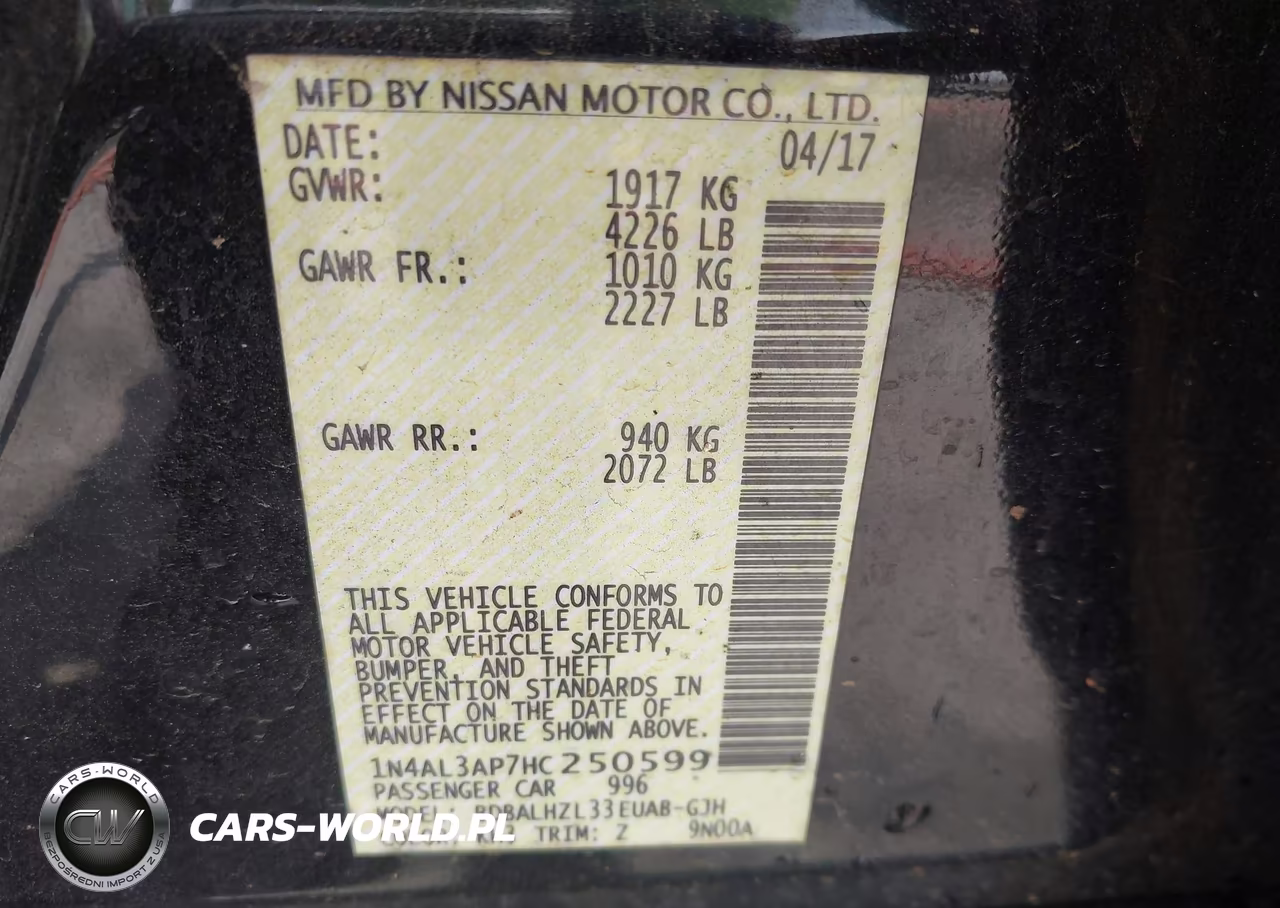 2017 Nissan Altima 2.5 Sr VIN:1N4AL3AP7HC250599 - 9