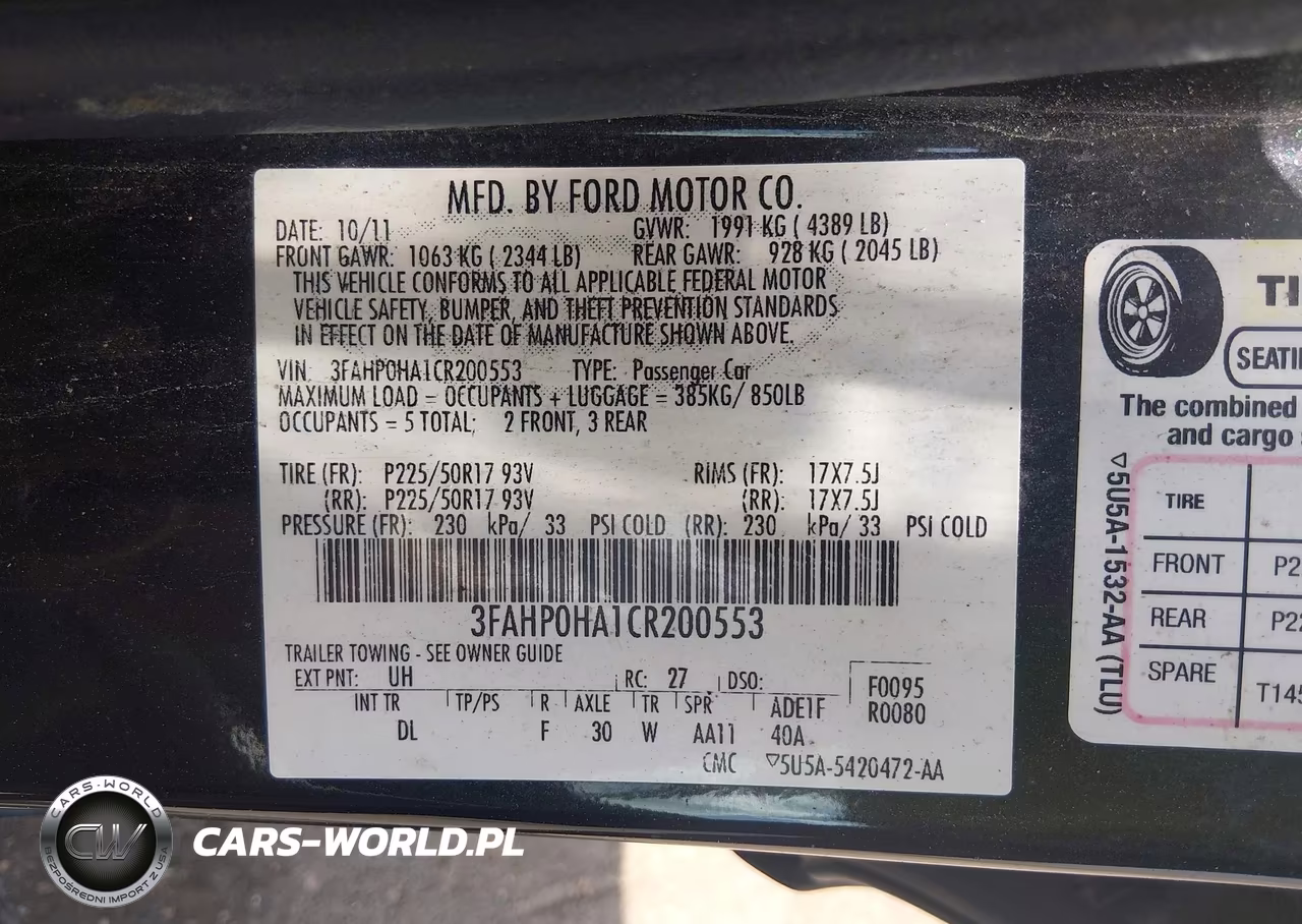 2012 Ford Fusion Se VIN:3FAHP0HA1CR200553 - 9