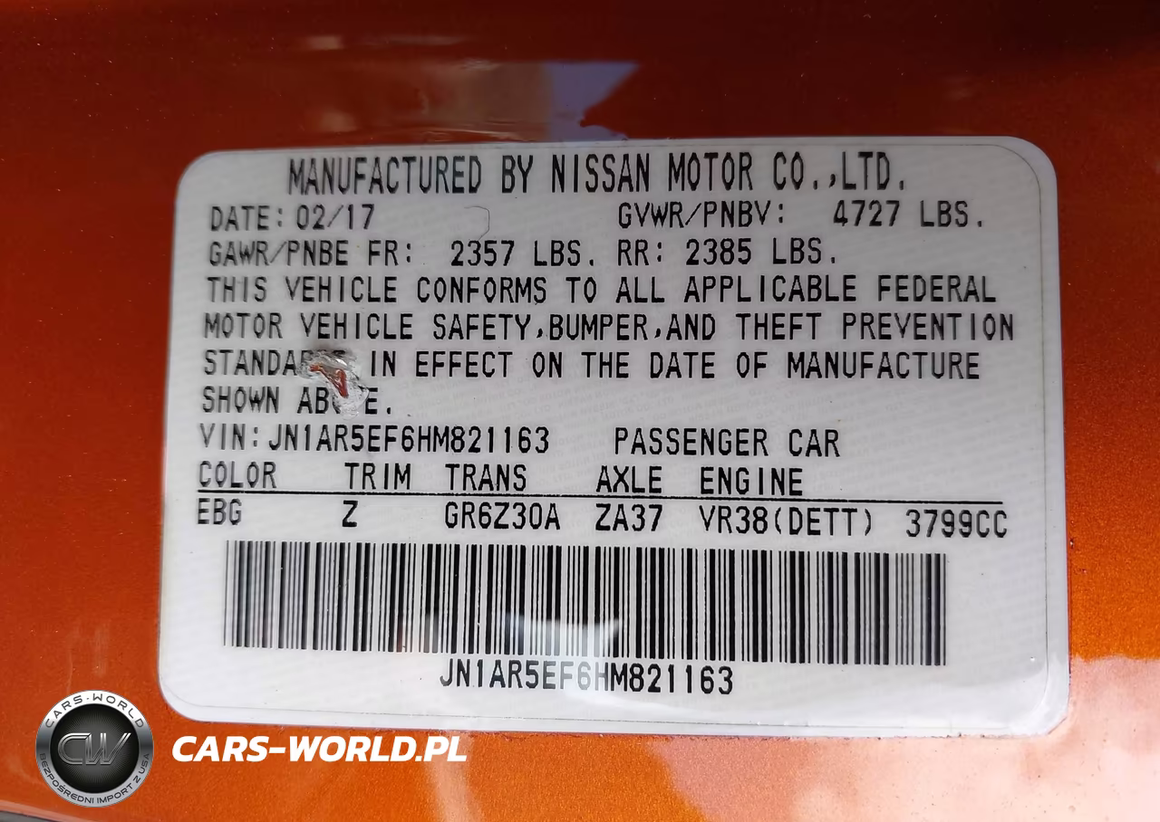 2017 Nissan Gt-R Premium VIN:JN1AR5EF6HM821163 - 9