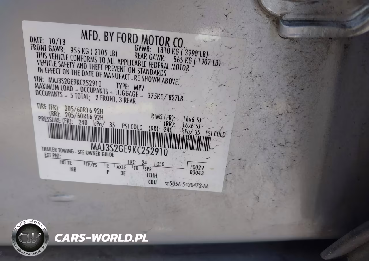 2019 Ford Ecosport Se VIN:MAJ3S2GE9KC252910 - 9