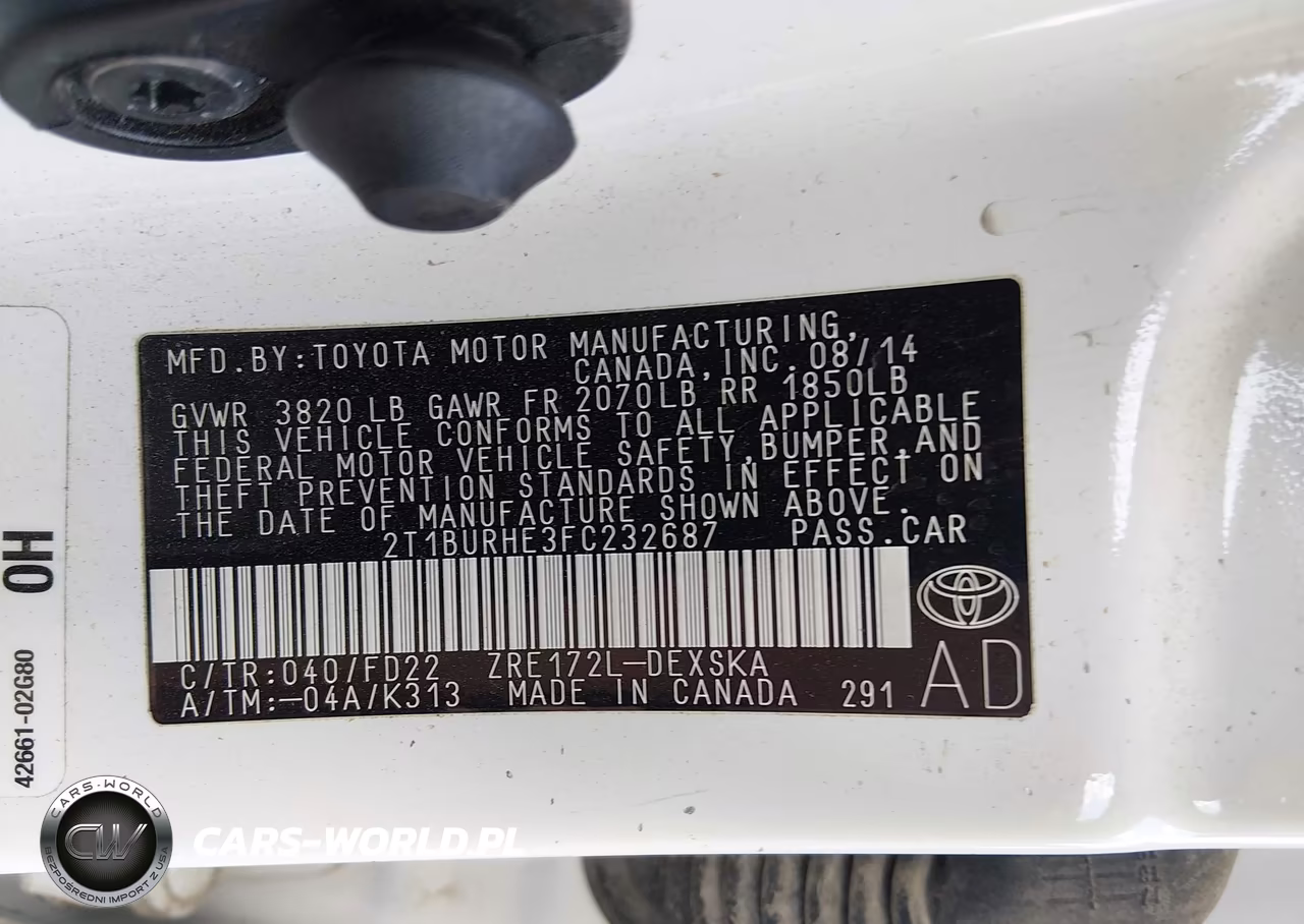 2015 Toyota Corolla S Plus VIN:2T1BURHE3FC232687 - 9