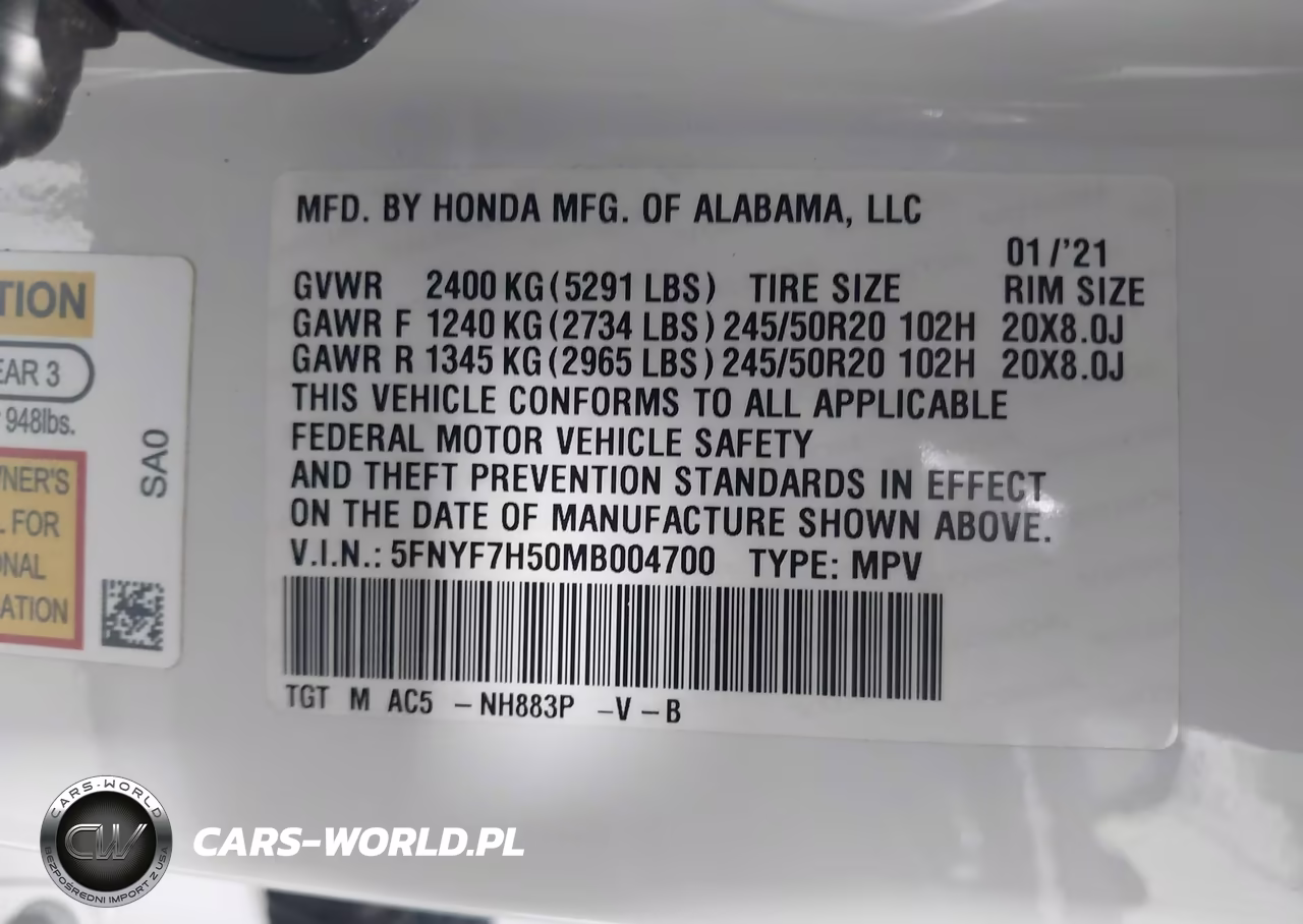 2021 Honda Passport 2Wd Ex-L VIN:5FNYF7H50MB004700 - 9