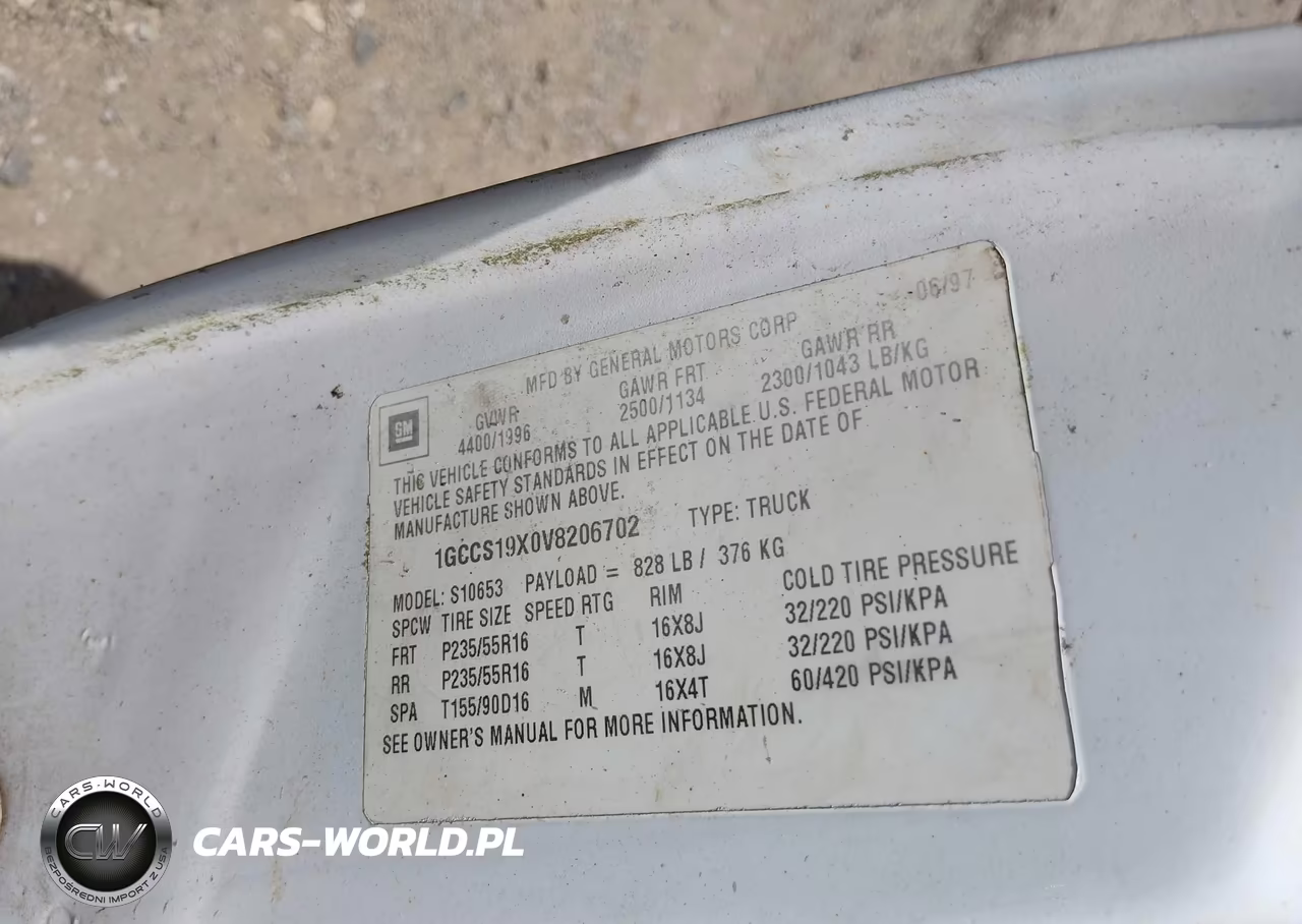 1997 Chevrolet S-10 Ls VIN:1GCCS19X0V8206702 - 9