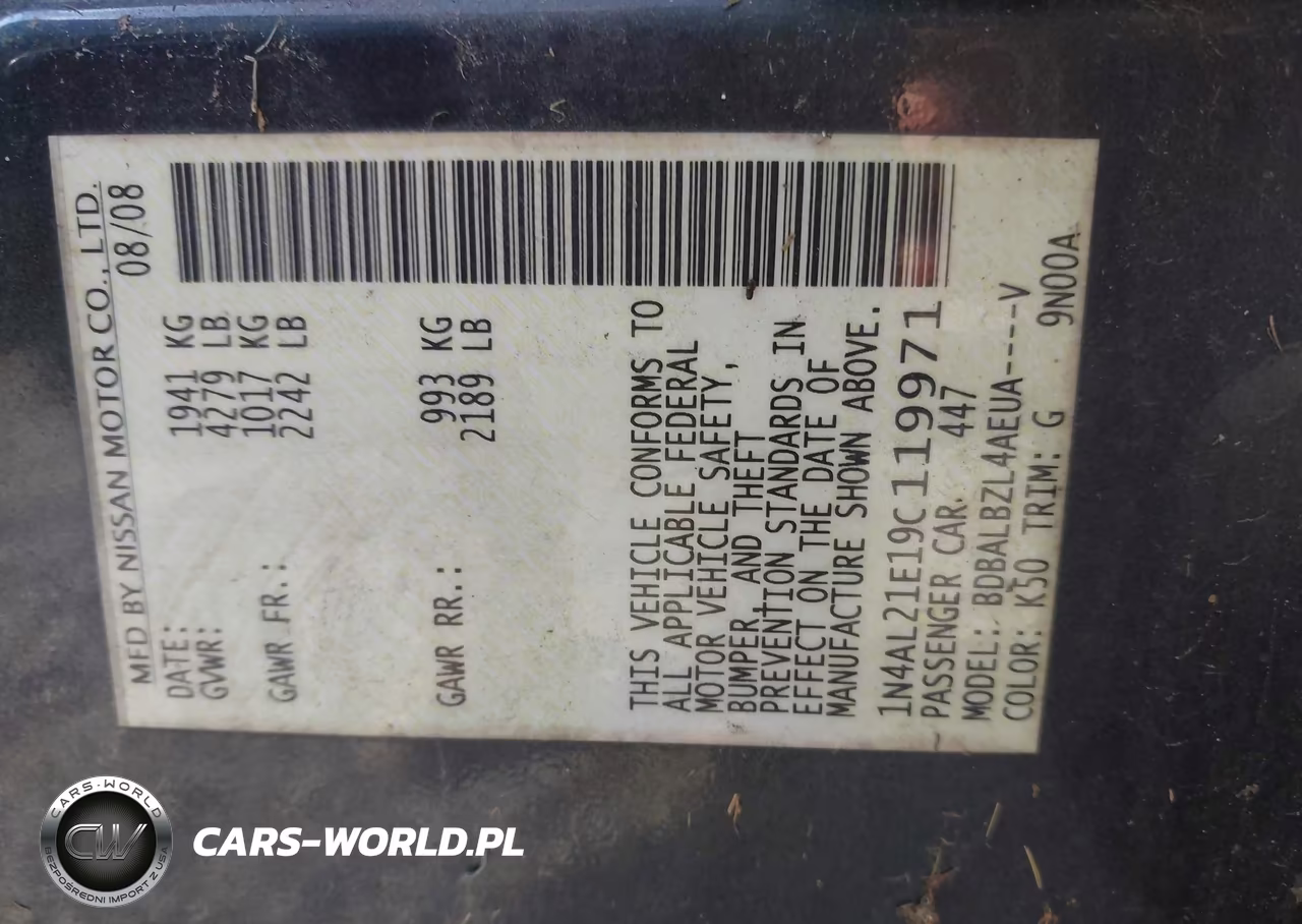2009 Nissan Altima 2.5 S VIN:1N4AL21E19C119971 - 9