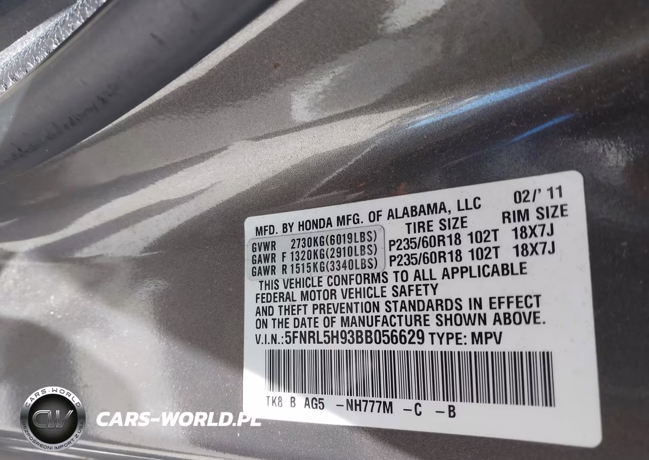2011 Honda Odyssey Touring-Touring Elite VIN:5FNRL5H93BB056629 - 9