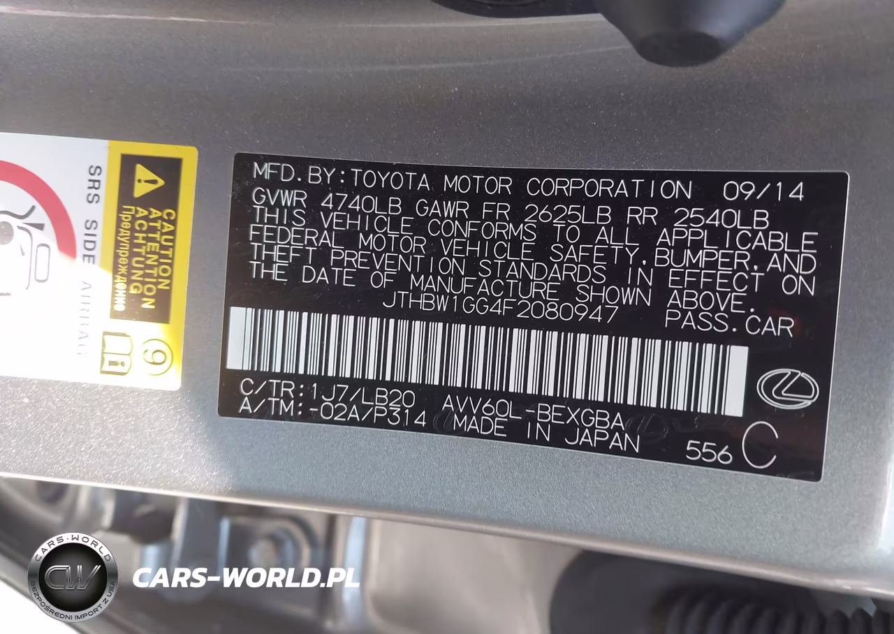 2015 Lexus Es 300H VIN:JTHBW1GG4F2080947 - 9