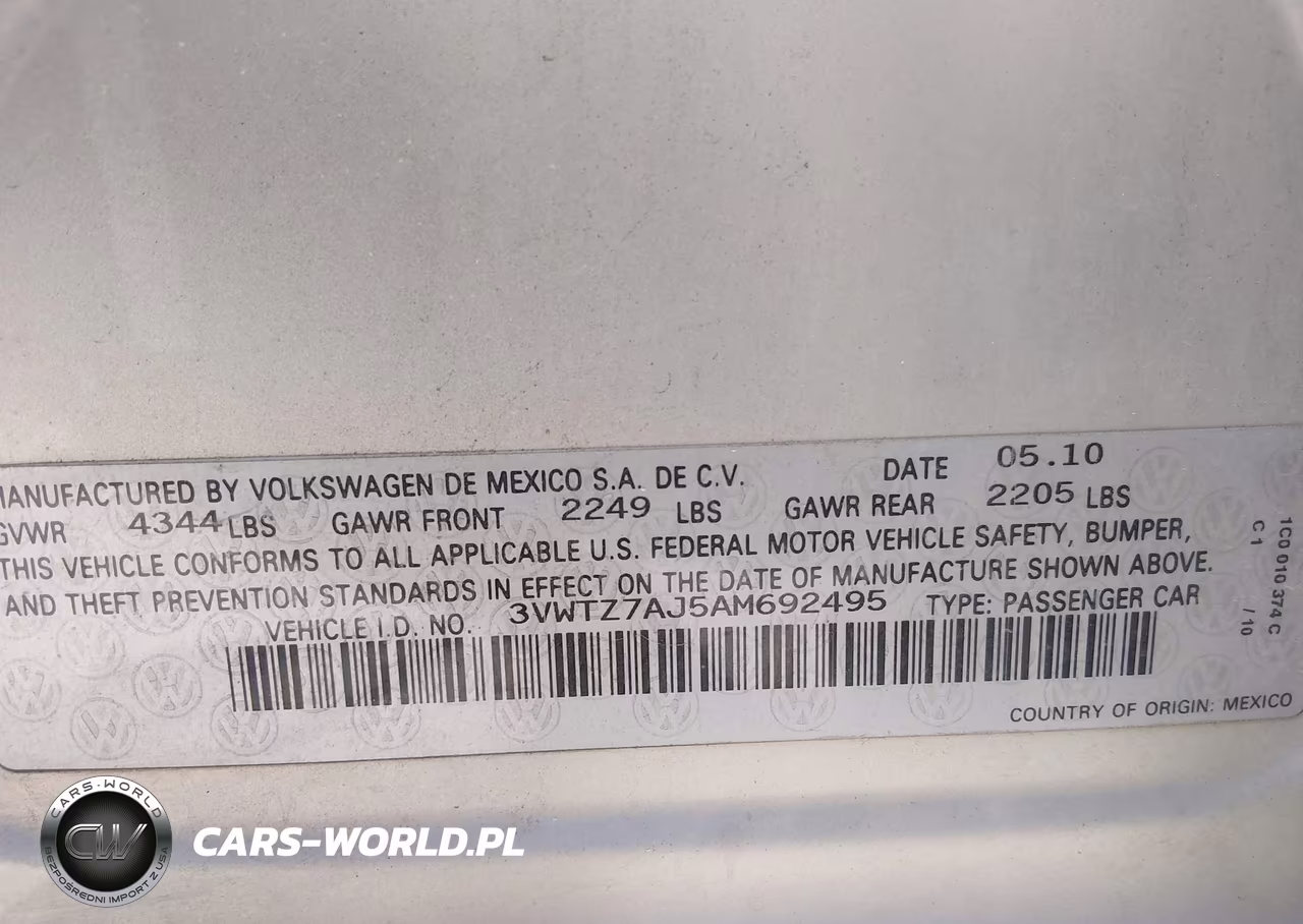 2010 Volkswagen Jetta Se VIN:3VWTZ7AJ5AM692495 - 9