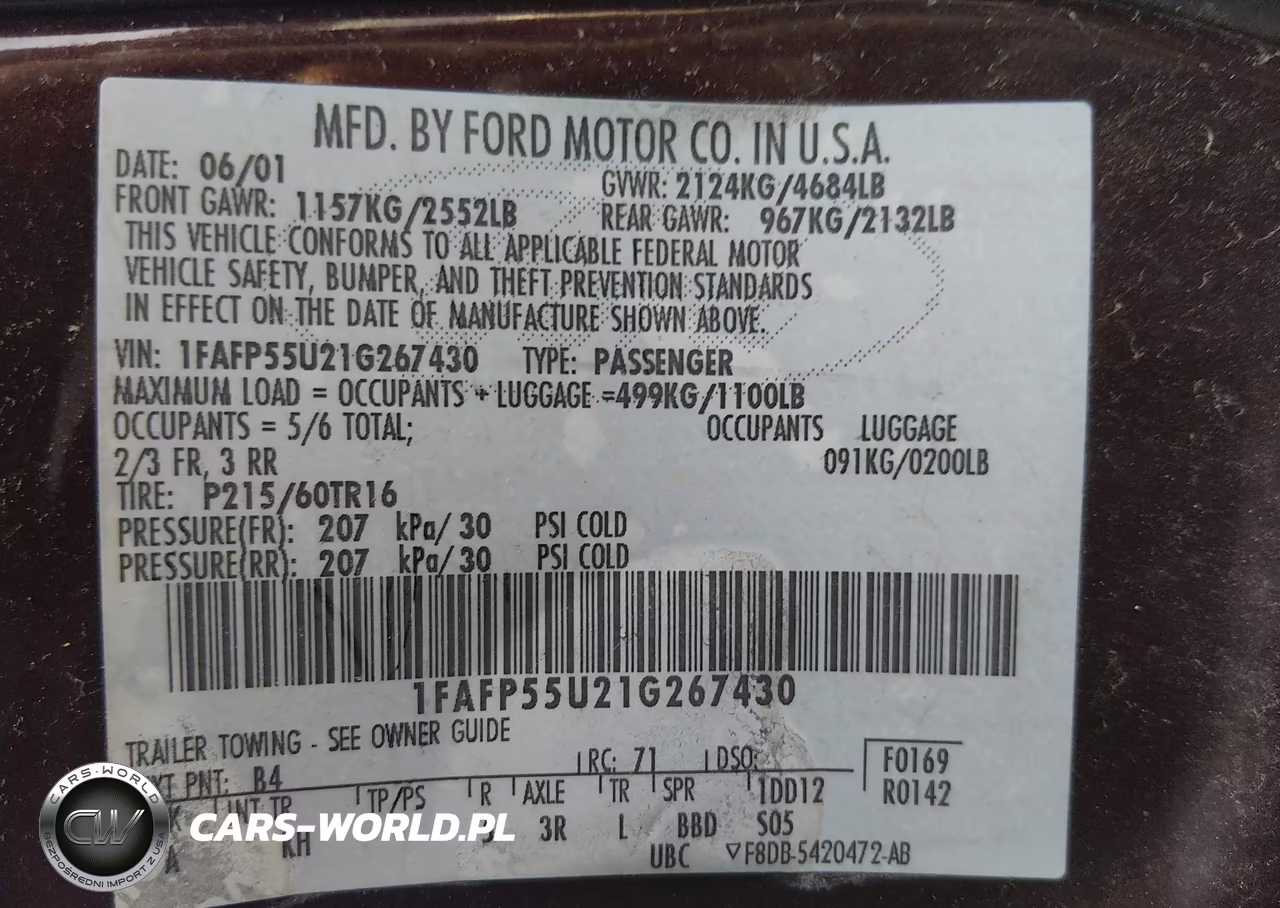 2001 Ford Taurus Ses VIN:1FAFP55U21G267430 - 9