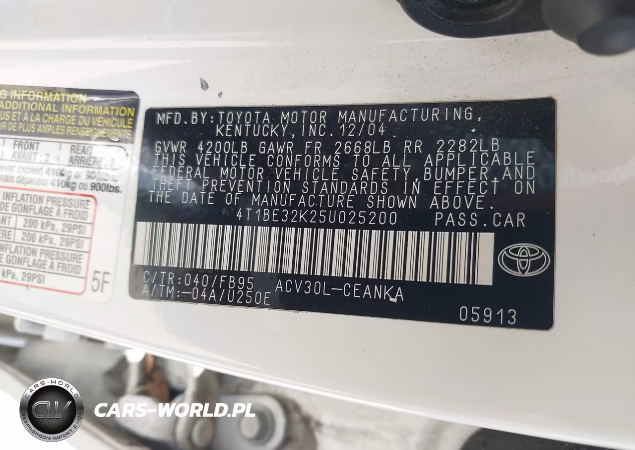 2005 Toyota Camry Le VIN:4T1BE32K25U025200 - 9