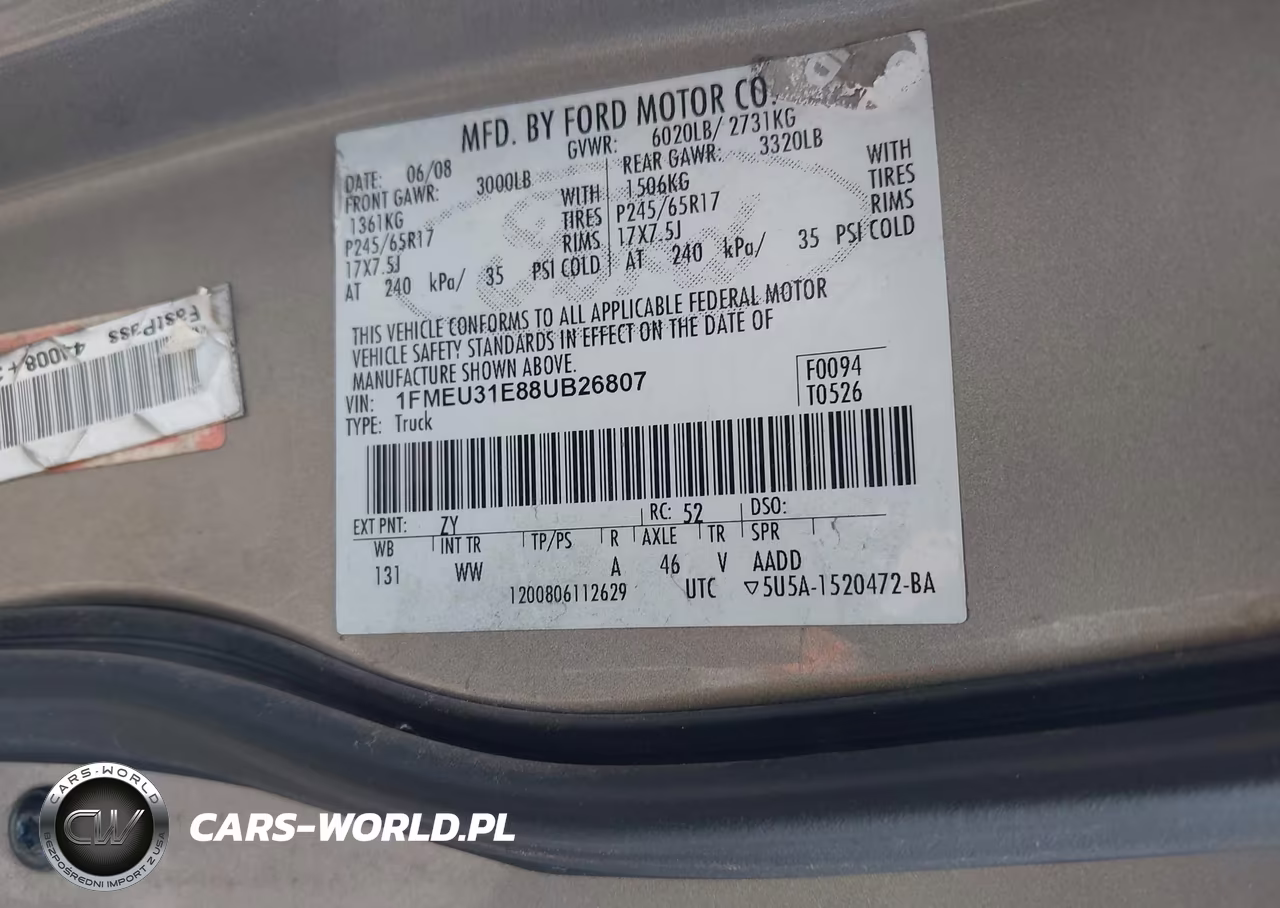2008 Ford Explorer Sport Trac Xlt VIN:1FMEU31E88UB26807 - 9